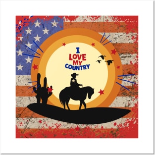 4th Of July Love my country Posters and Art